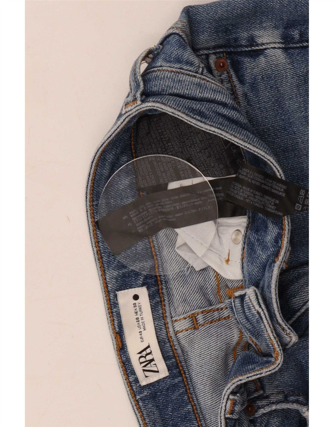 Zara Jean Slim Femme EU 40 Moyen W30 L28 Bleu Coton