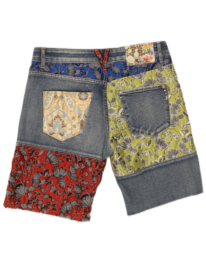 Fracomina Short en jean femme W27 petit bleu patchwork