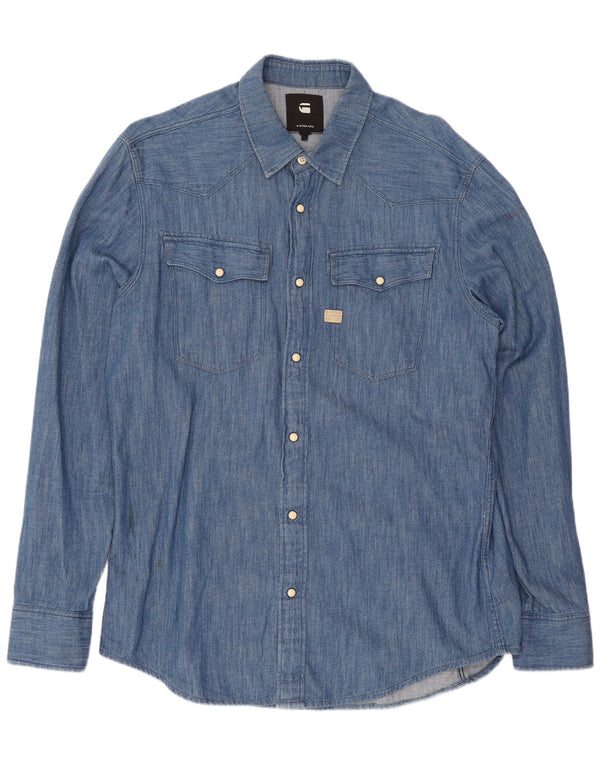 G-Star Mens Denim Shirt Large Blue Cotton