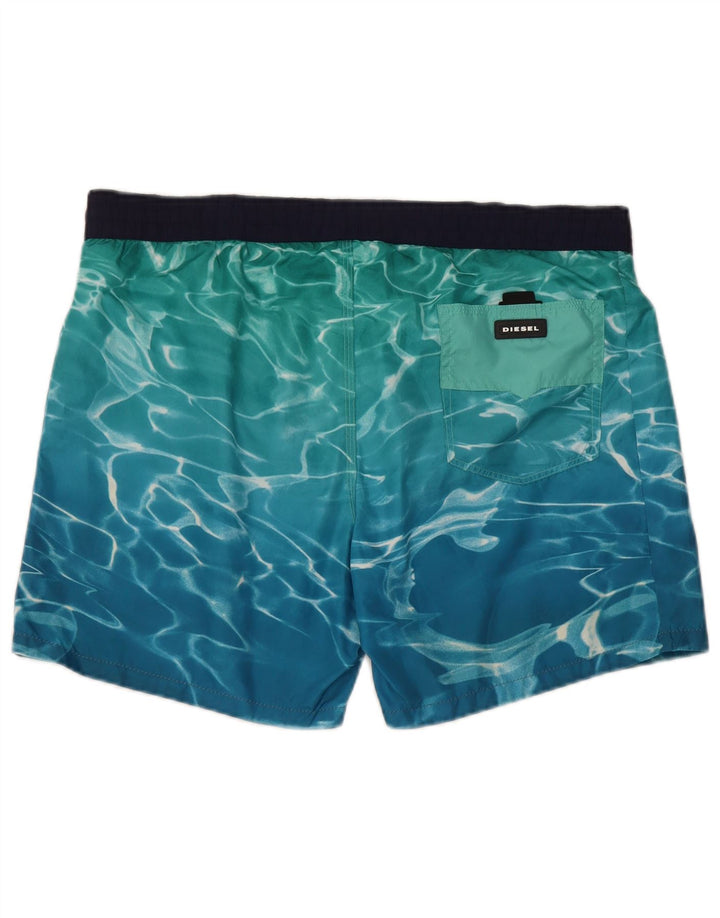 Diesel Short de Bain à Motif Abstrait pour Homme en Polyester Turquoise Large