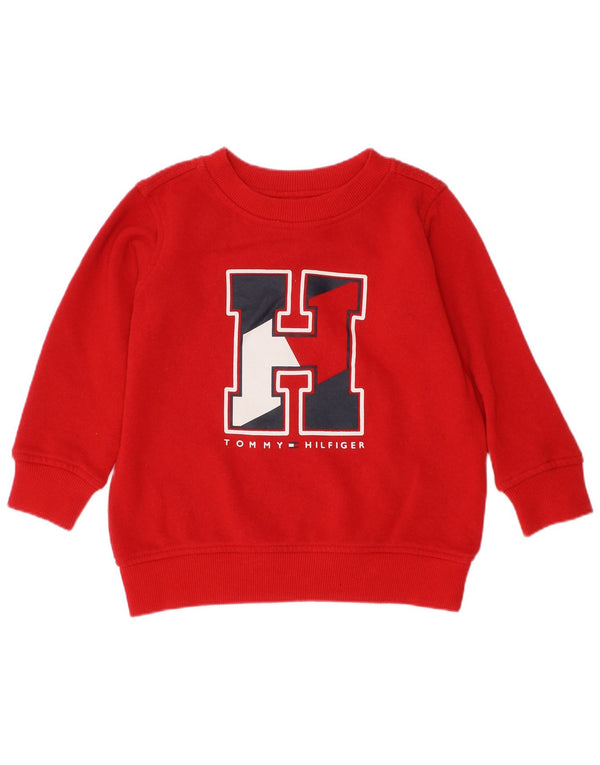 Tommy Hilfiger Sweat-shirt graphique pour bébé fille 18-24 mois Rouge Coton