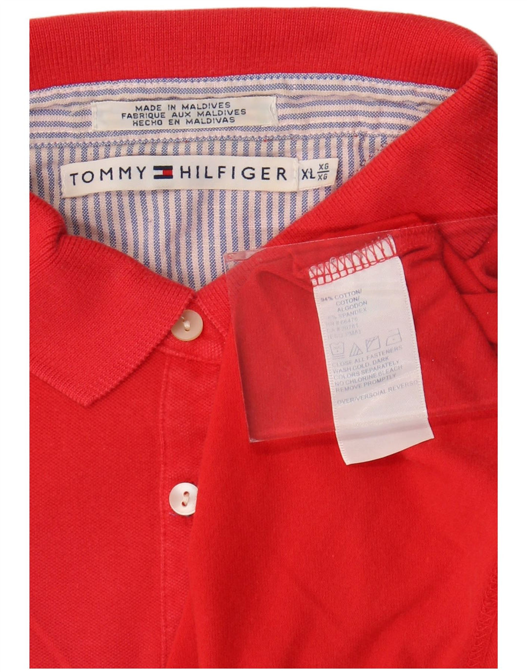 TOMMY HILFIGER Polo Femme UK 18 XL Rouge Coton
