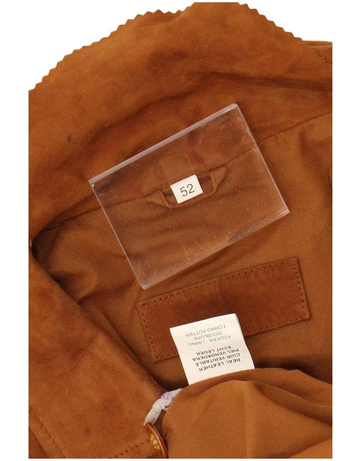 VINTAGE Veste en Daim Homme IT 52 XL Cuir Beige