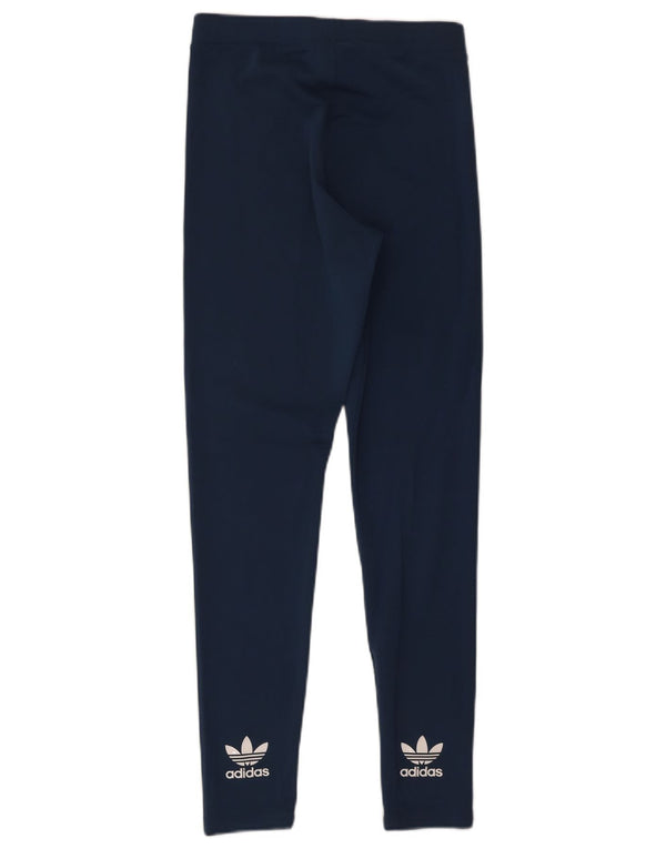 Adidas Leggings graphiques pour femmes UK 10 Small Bleu marine Polyester