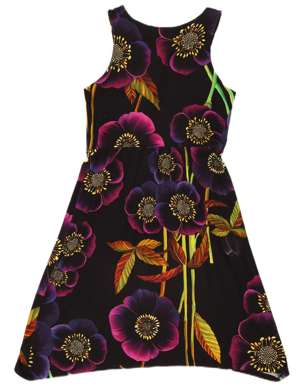 Desigual Robe d'été graphique pour femme UK 8 Petite viscose florale noire