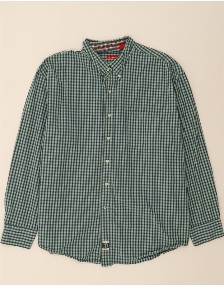 IZOD Mens Shirt 2XL Turquoise Check Cotton Vintage Izod and Second-Hand Izod from Messina Hembry 