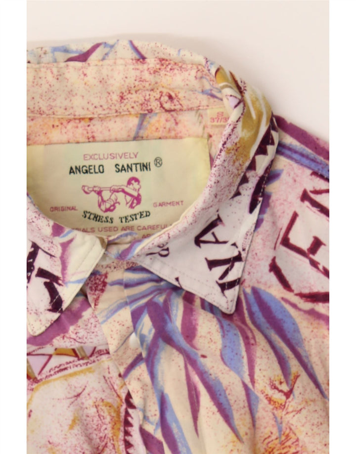 VINTAGE Mens Short Sleeve Shirt Small Multicoloured Floral Viscose Vintage Vintage and Second-Hand Vintage from Messina Hembry 