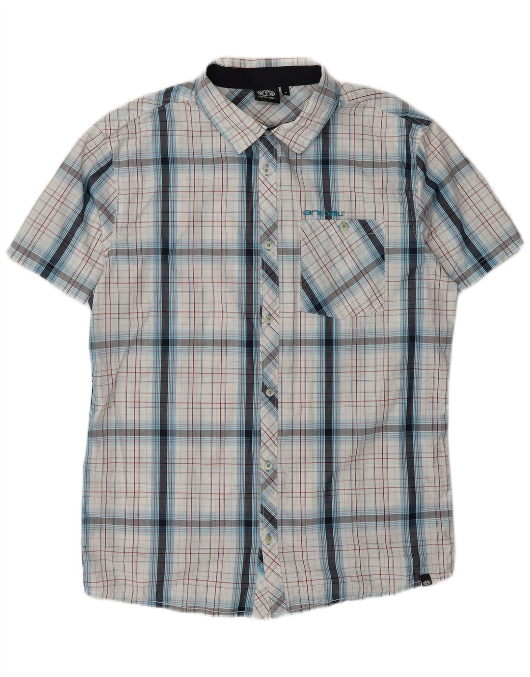 Chemise à Manches Courtes Homme Animal Coton à Carreaux Blanc Moyen