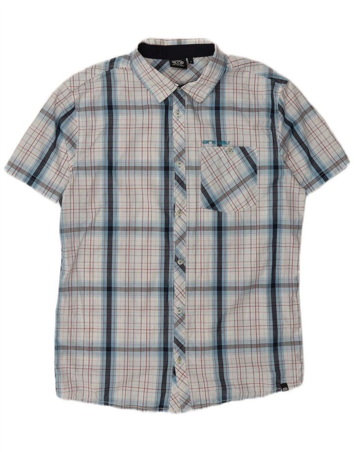 Chemise à Manches Courtes Homme Animal Coton à Carreaux Blanc Moyen