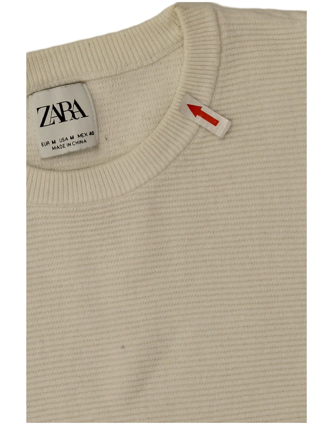 Zara Pull à col rond pour homme en coton blanc moyen