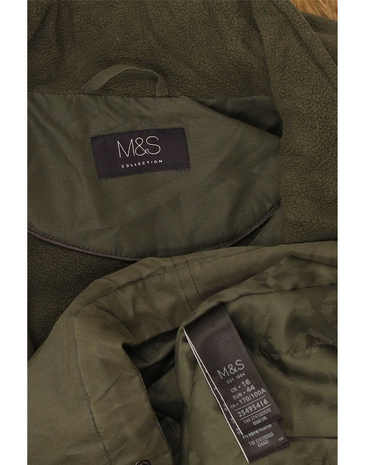 Marks & Spencer Veste Parka à capuche pour femme UK 16 Large Kaki Polyester