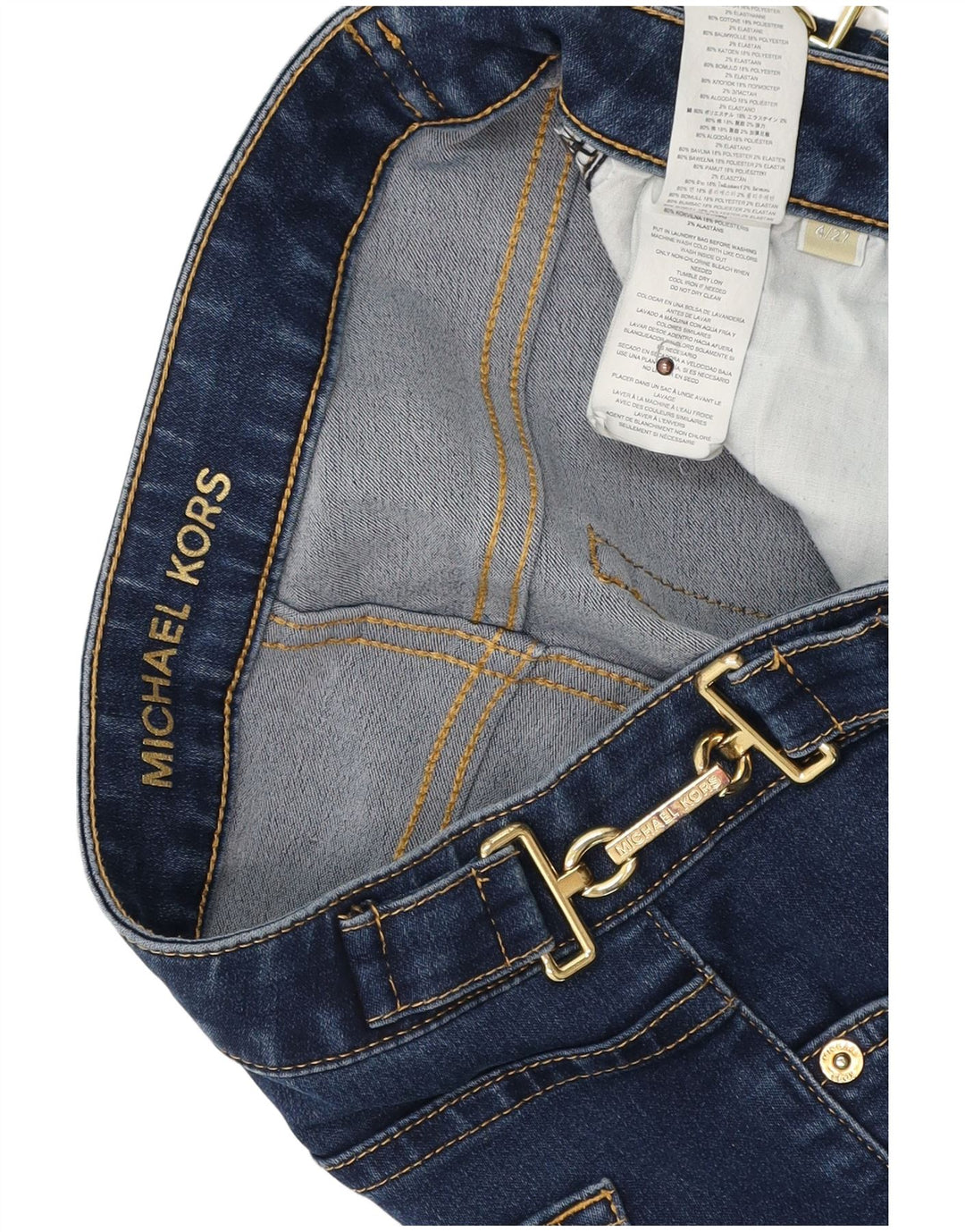 MICHAEL KORS Jean évasé pour femme US 4 Small W27 L34 Bleu marine Coton