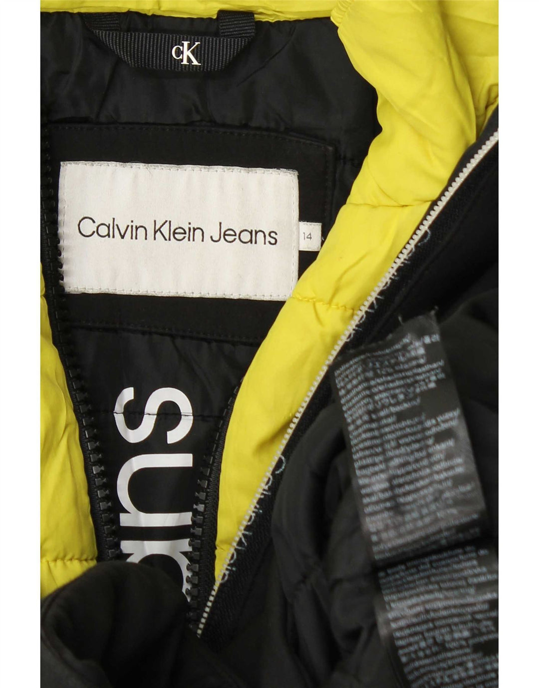 Veste Padded à Capuche Calvin Klein Jeans pour Garçons 13-14 Ans Noir Polyester