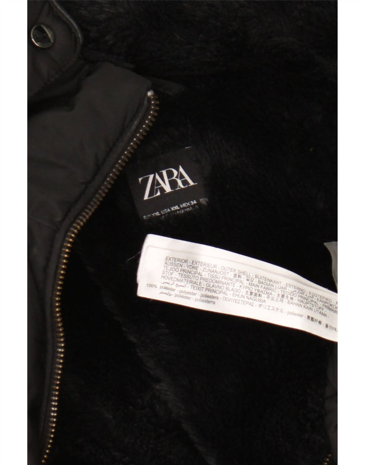 Zara Veste matelassée à capuche pour femme UK 20 2XL Noir Polyester