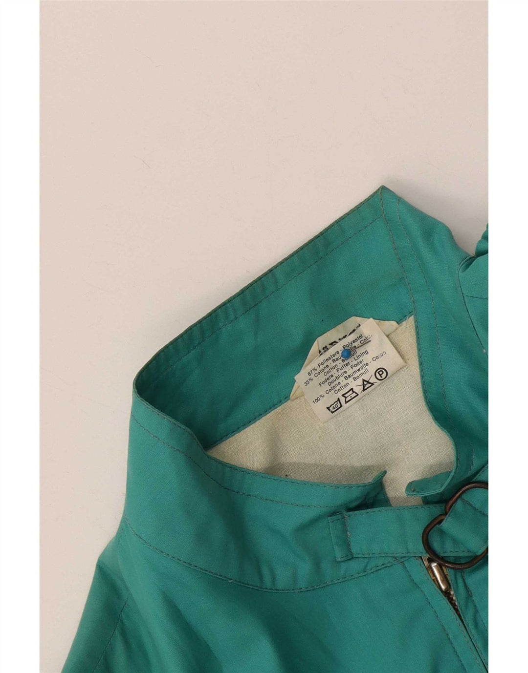 veste bomber femme vintage UK 12 Medium Turquoise Colourblock Polyester