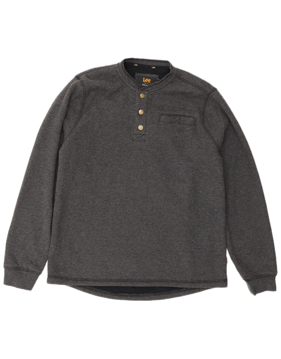 Lee Sweat-shirt coupe classique à col boutonné pour homme, petit gris en coton