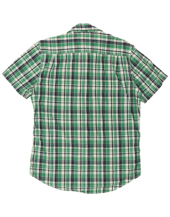 Tommy Hilfiger Chemise à manches courtes pour homme en coton à carreaux vert moyen