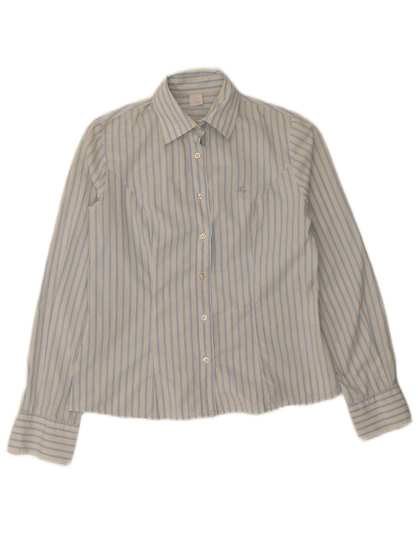 Fay Chemise Femme UK 10 Petit Coton Bleu à Rayures