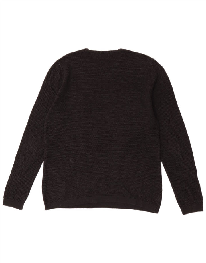 Zara Pull à col rond pour homme Noir moyen