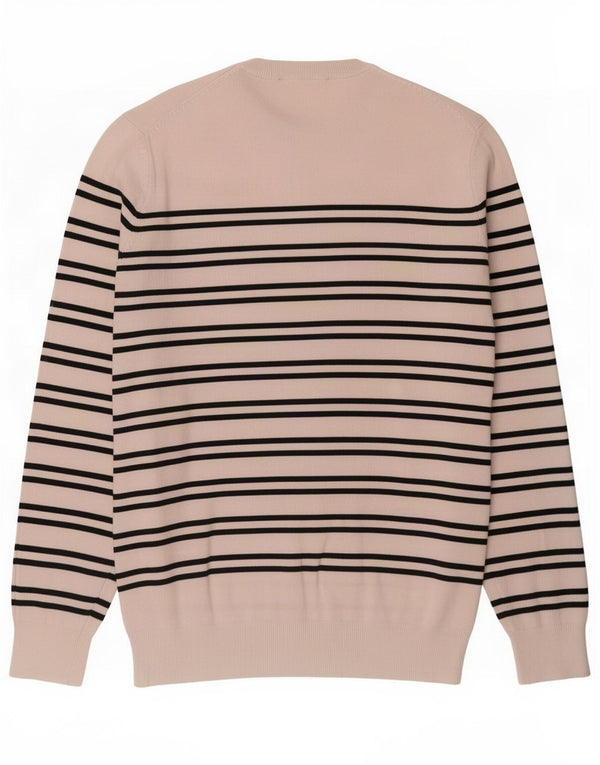 Crew Clothing Pull à col rond pour homme XL en coton rayé blanc