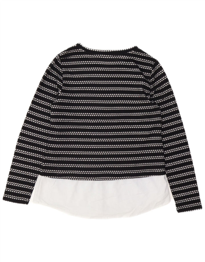 CALVIN KLEIN Haut à manches longues pour femme UK 12 Medium Noir Rayé