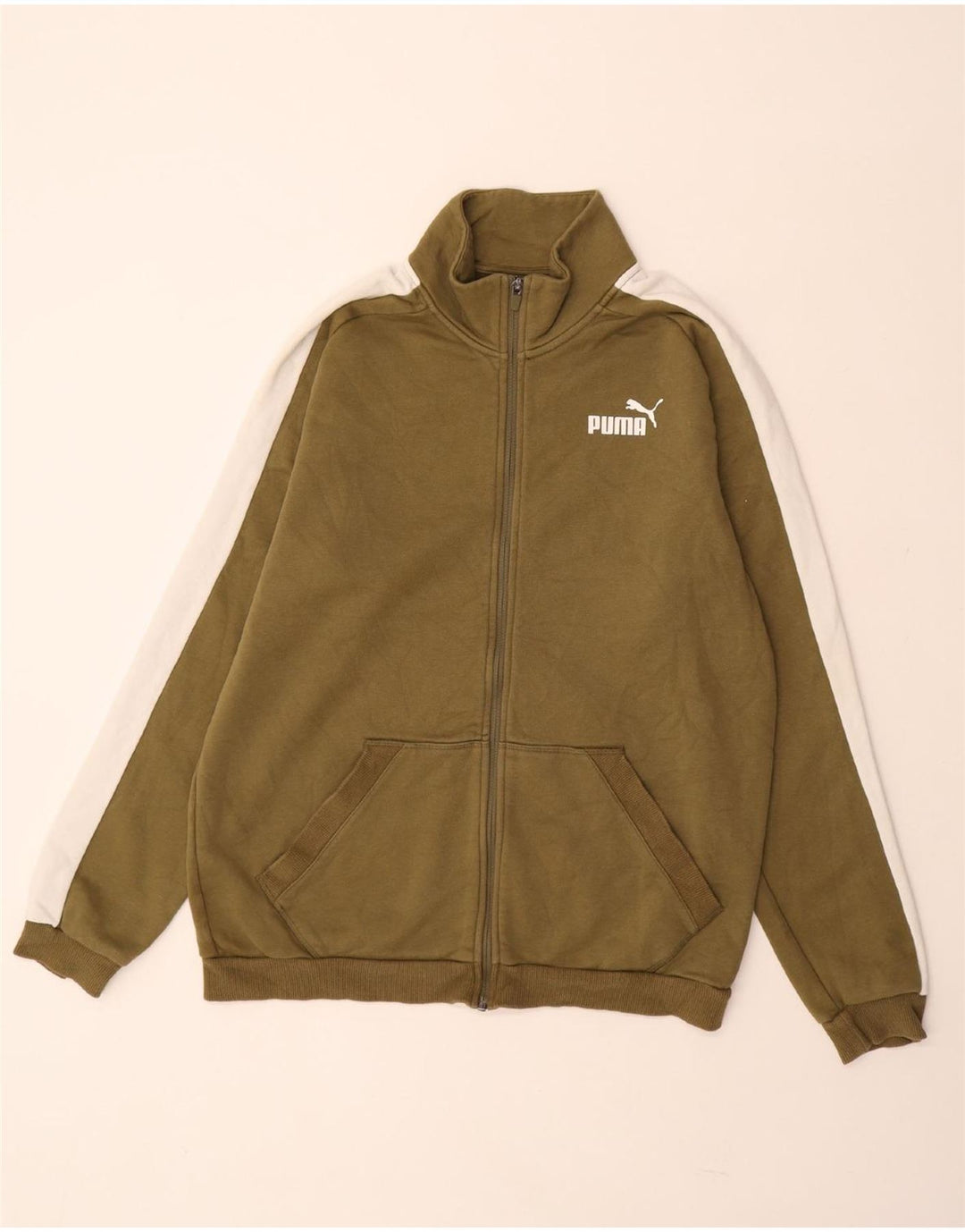 PUMA Veste de survêtement pour homme en coton color block Kaki moyen