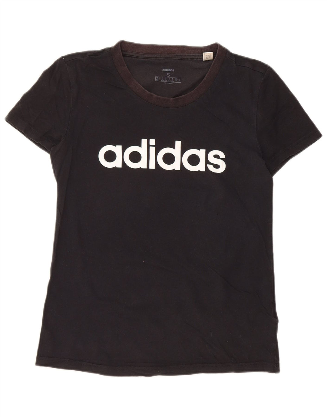 ADIDAS T-shirt graphique pour femme UK 8/10 Petit coton noir