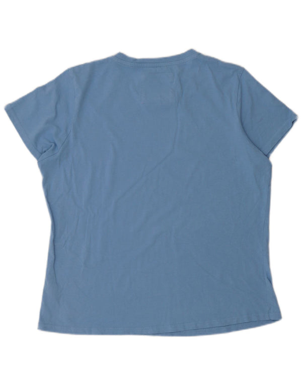 Crew Clothing T-shirt graphique pour femme UK 16 Large Bleu Coton