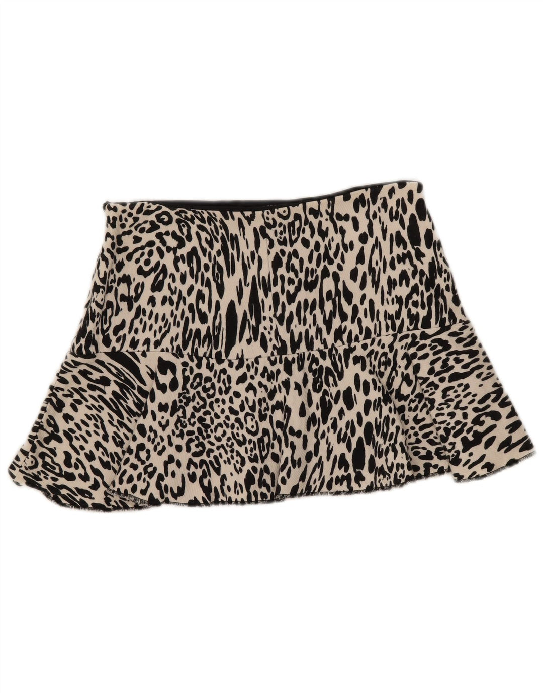 Zara Femme Mini Jupe Medium W28 Off White Animal Print