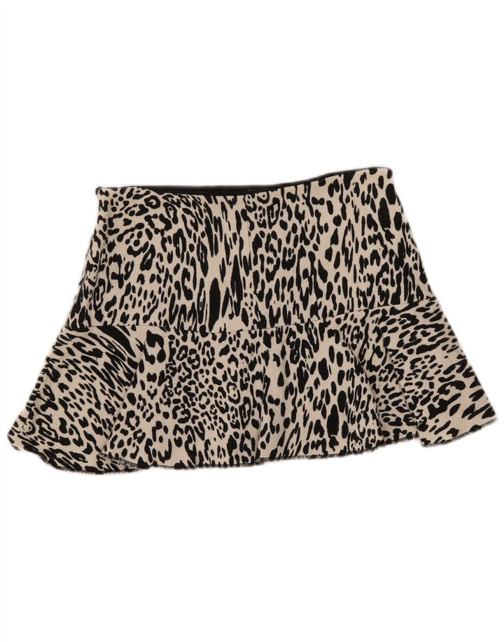 Zara Femme Mini Jupe Medium W28 Off White Animal Print