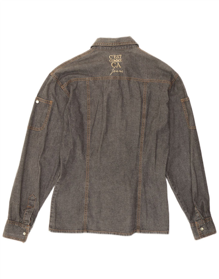 C'EST COMMECA Chemise en Jean Femme UK 16 Large Gris