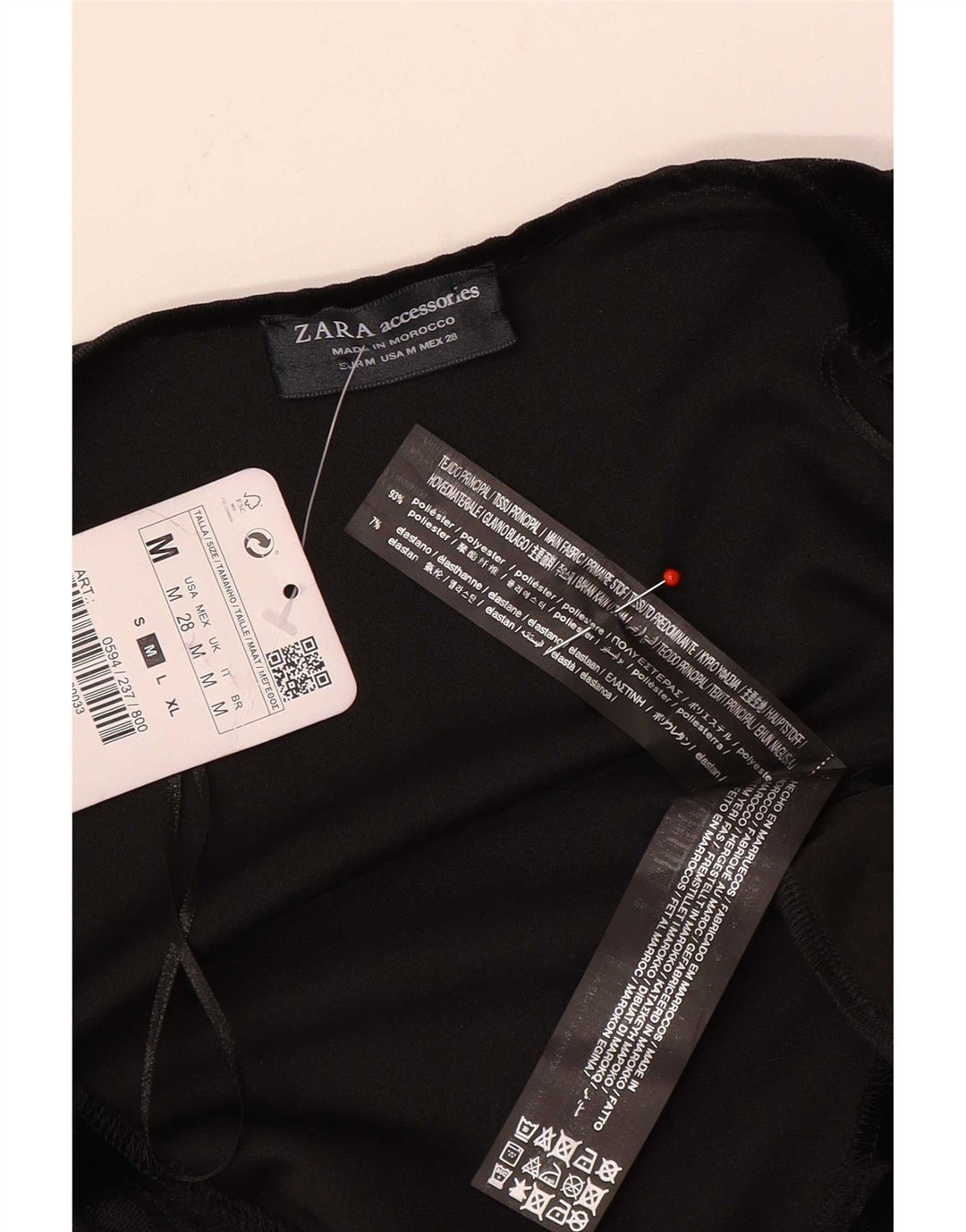 Zara Body en velours à manches longues pour femme UK 12 Medium Noir Colourblock
