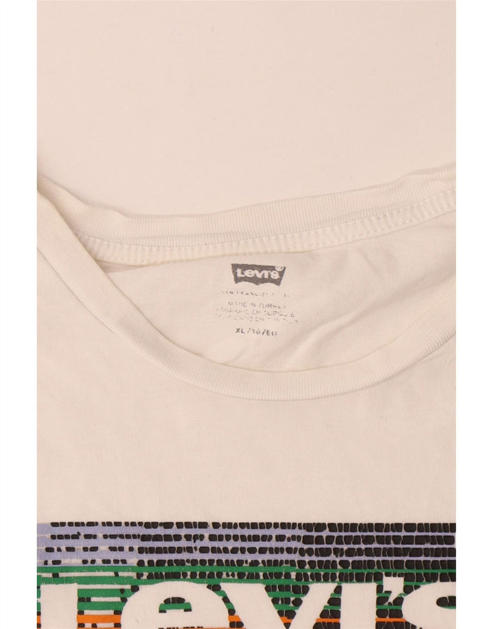 Levi's T-Shirt Graphique Top XL Homme Blanc Coton