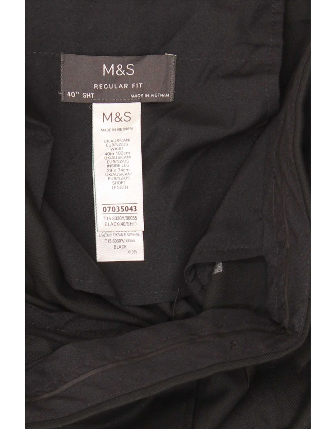 Marks & Spencer Pantalon de costume coupe classique pour homme W40 L29 Noir Polyester