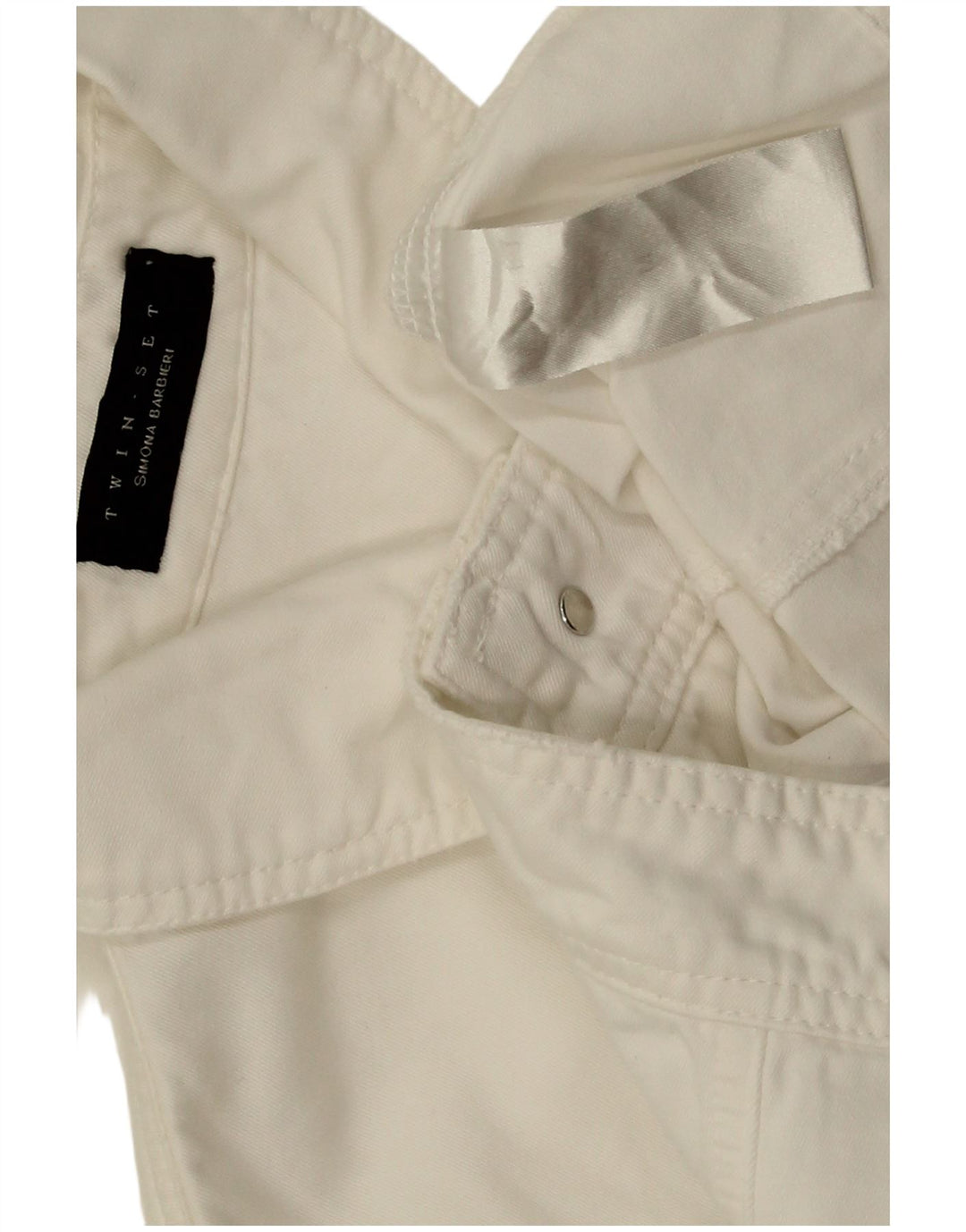 Twin-Set Veste en jean courte pour femme UK 12 Blanc moyen