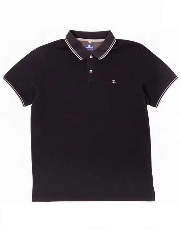 Champion Polo Homme Large Bleu Marine Rayé