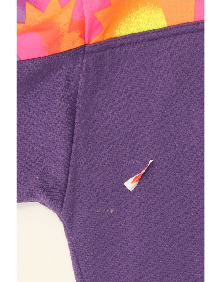 vintage Mens Zip Neck Sweatshirt Jumper Moyen Violet Géométrique