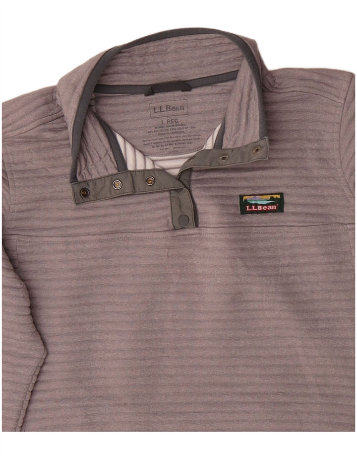 L.L.Bean Sweat-shirt à col boutonné pour femme UK 16 Grand Gris Polyester