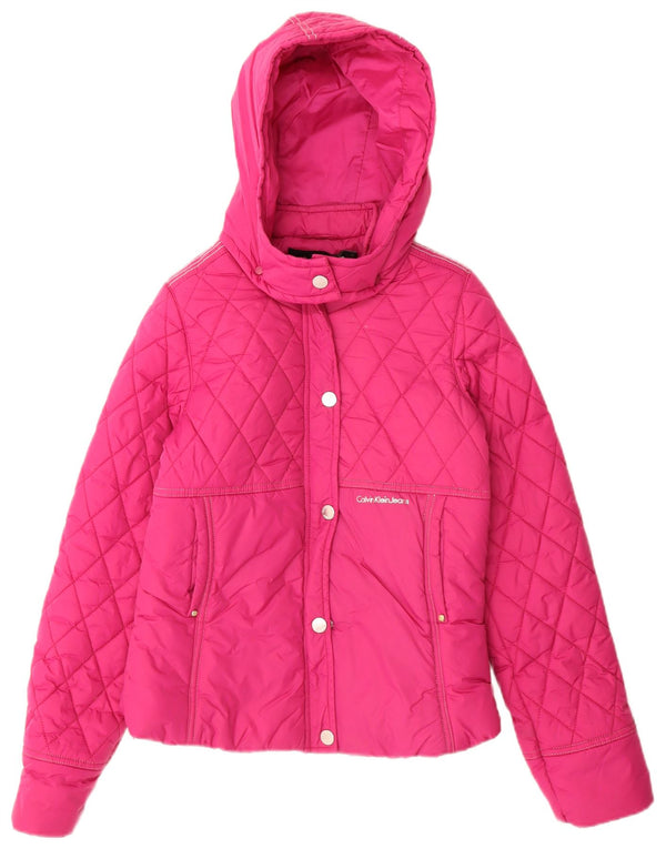 Calvin Klein Jeans Veste matelassée à capuche pour fille 13-14 ans Rose géométrique
