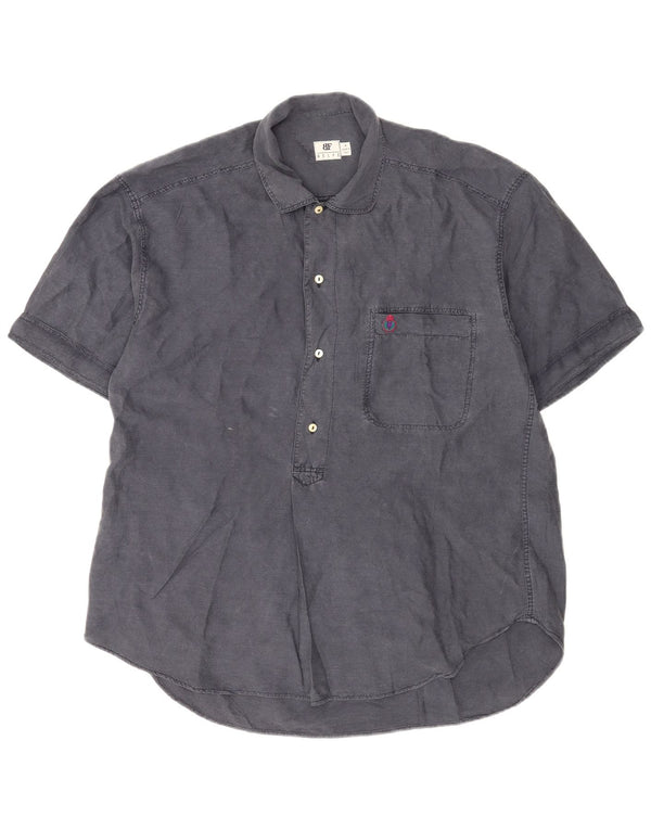 Belfe & Belfe Chemise Pull à Manches Courtes Homme Gris Moyen Soie