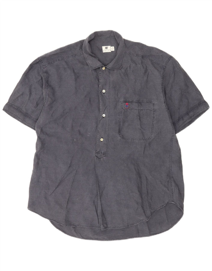 Belfe & Belfe Chemise Pull à Manches Courtes Homme Gris Moyen Soie