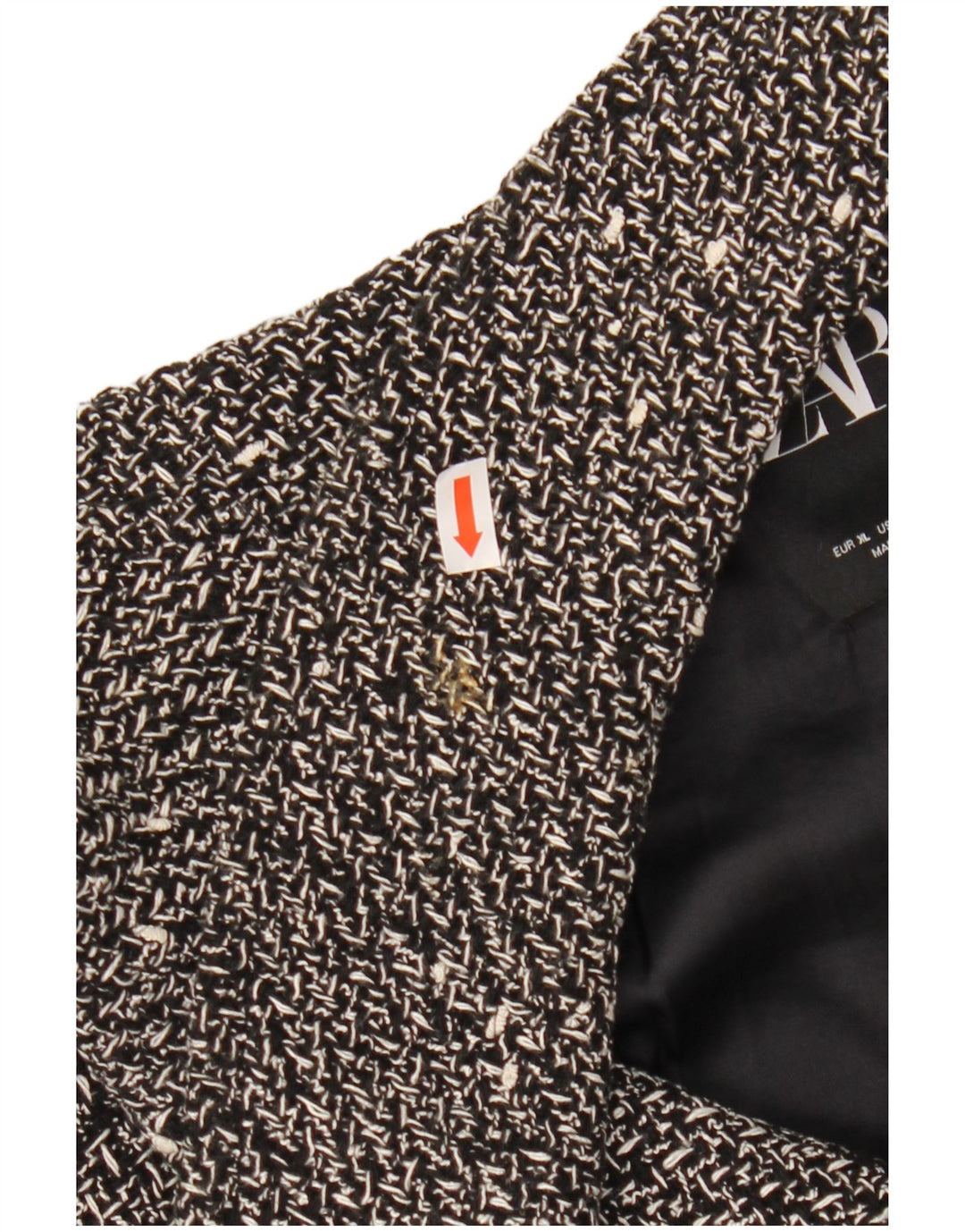 ZARA Veste blazer courte surdimensionnée pour femme UK 18 XL Noir moucheté