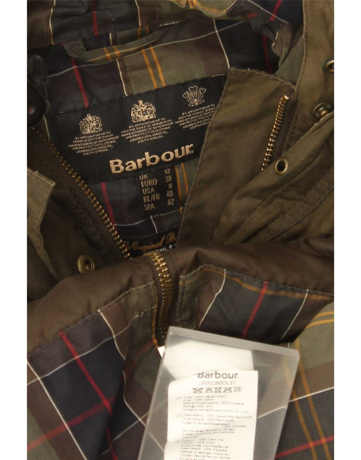 Barbour Veste à capuche en coton ciré pour femme UK 12 Kaki moyen