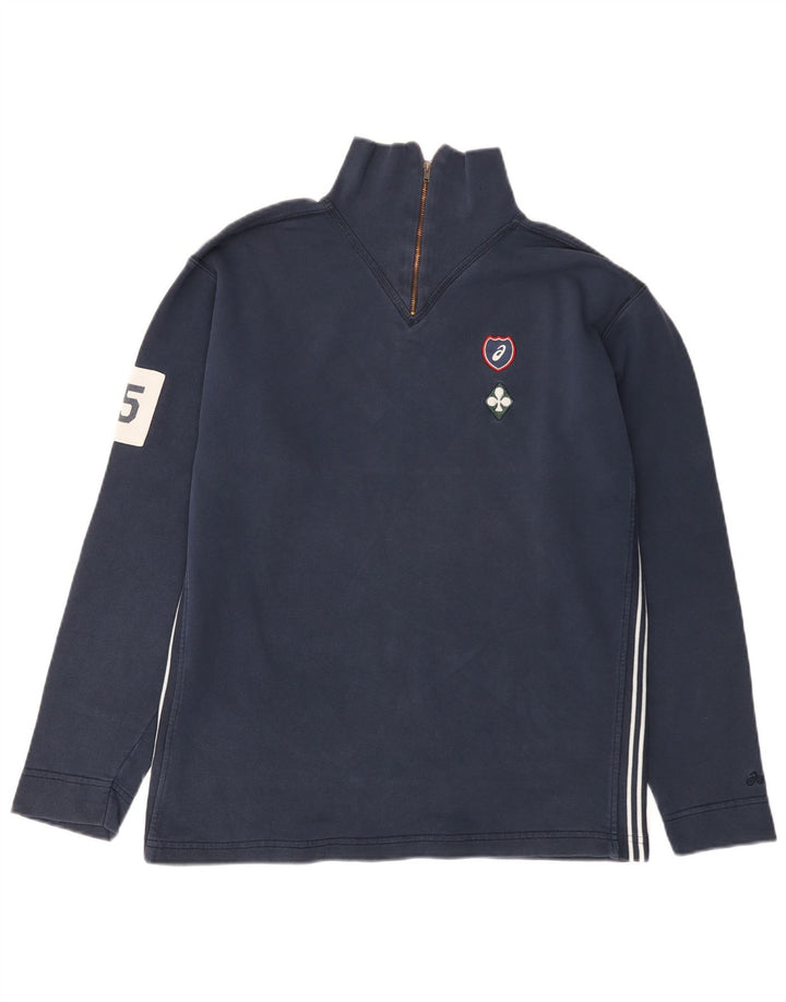 Asics Sweat-shirt à col zippé pour hommes, petit, bleu marine