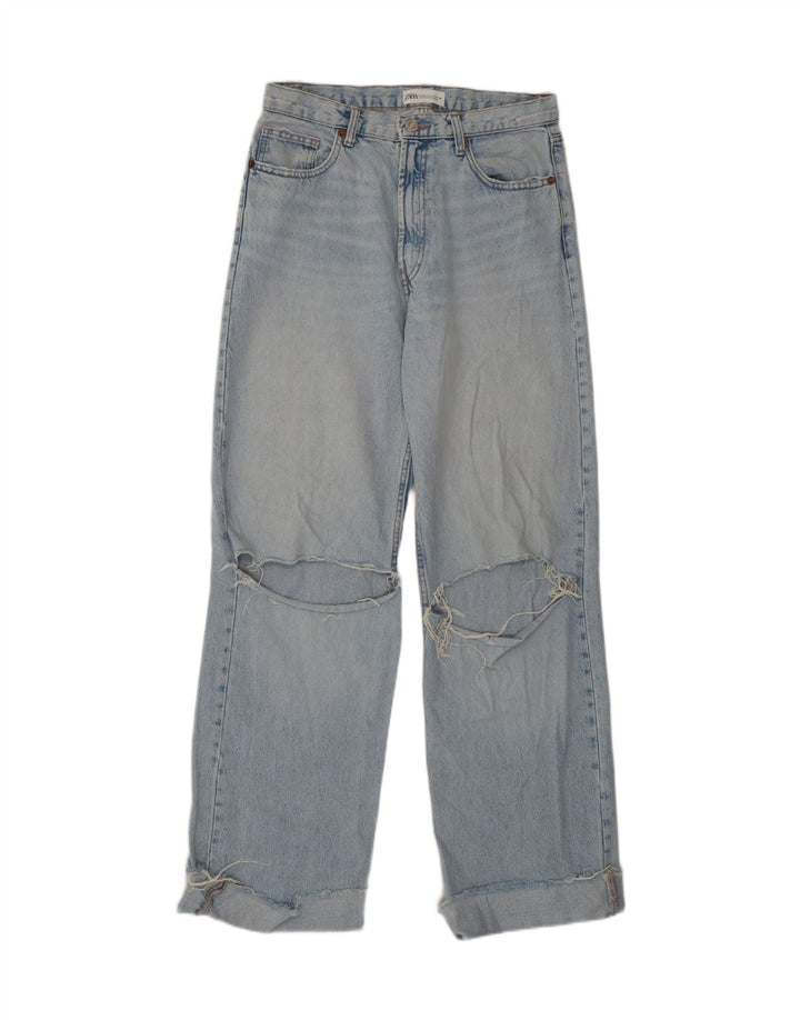 Zara Jean taille haute effet vieilli pour femme EU 40 Medium W30 L31 Bleu