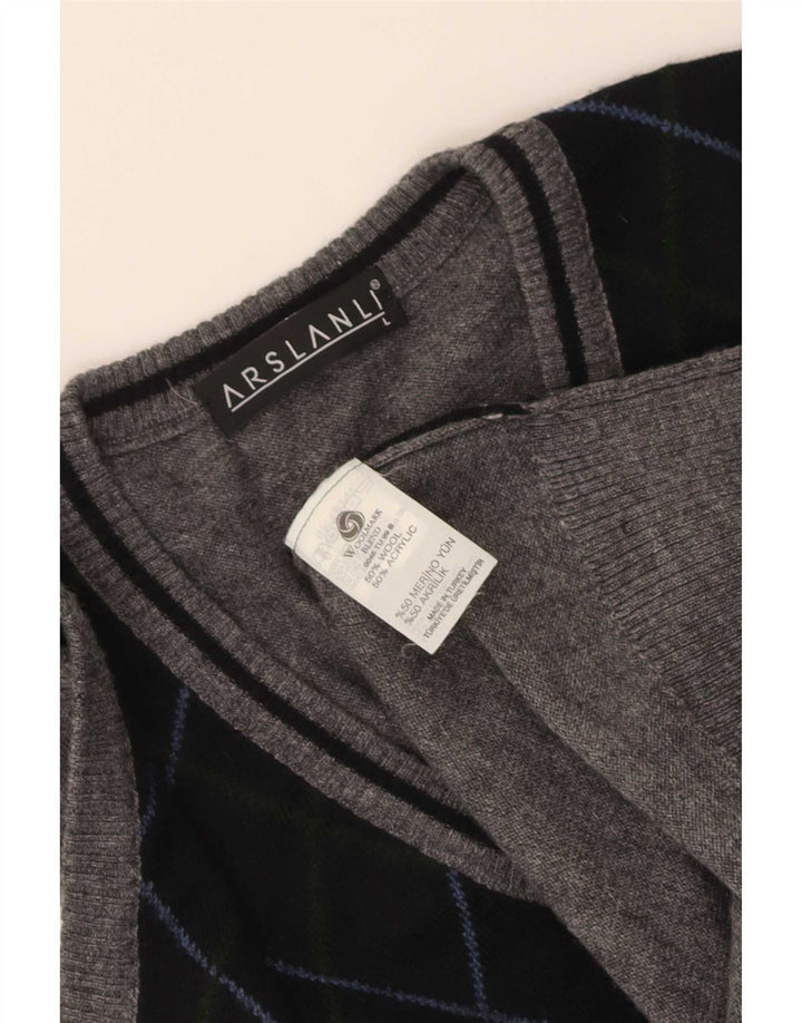 Arslanli Débardeur pour homme en laine bleu marine à losanges et diamants
