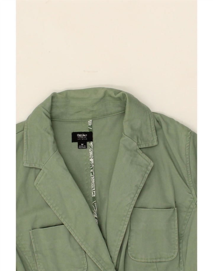 MOSSIMO Womens 2 Button Blazer Jacket UK 14 Medium Green Cotton Vintage Mossimo and Second-Hand Mossimo from Messina Hembry 