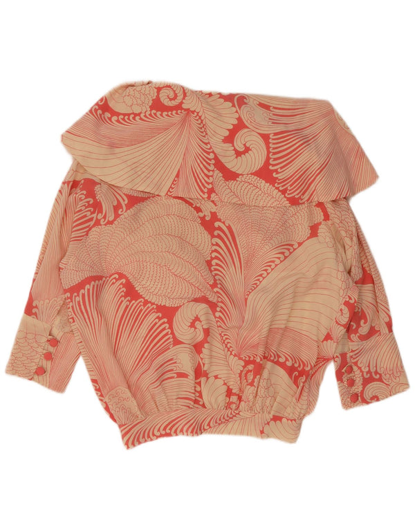 vintage Femmes 3/4 Manches Chemise Blouse UK 16 Grand Paisley Rouge