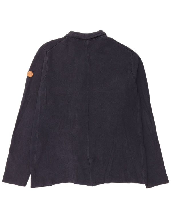 Timberland Mens Regular Fit Cardigan Sweater 2XL Bleu Marine Coton