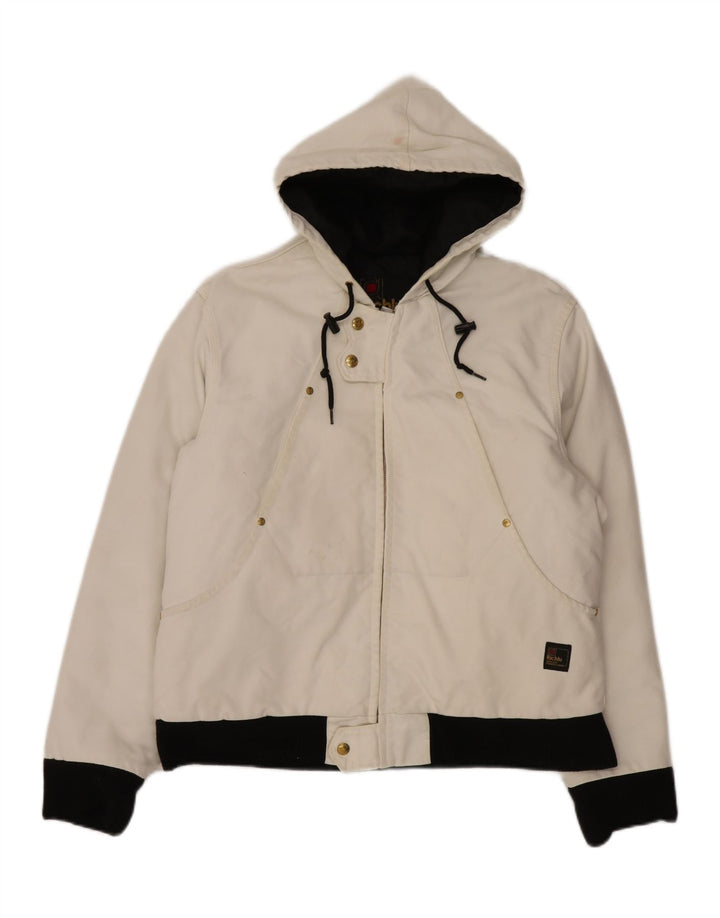 Richlu Veste bomber à capuche pour homme UK 40 Large en coton blanc cassé
